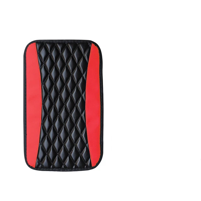 Car Console Box Armrest Pad Cover Cushion Protector Dustproof Black/Red Leather