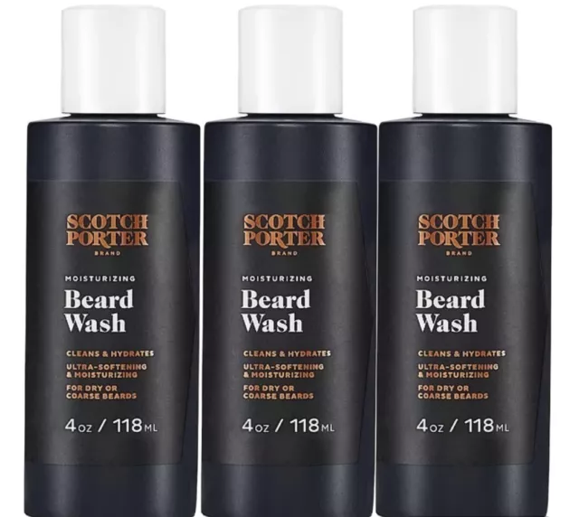 Lot Of 3 Scotch Porter Beard Wash Burdock Root Cleans & Softens Moisturizing