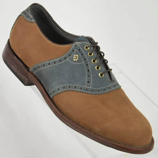 FootJoy Mens Vtg Classics Spiked Golf Shoes Size 9E Brown/Gray Suede Leather USA