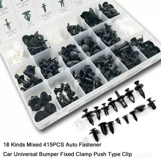 Kit de Clou Agrafe 415 Pieces Rivets en Plastique Fixations Auto 2