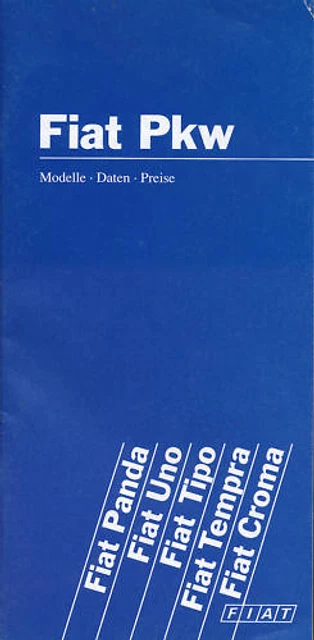 Fiat Preisliste 1992 3/92 D  price list prezzi Panda Uno Tipo Tempra Croma