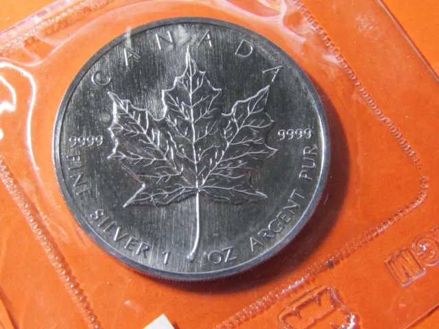 1989 $5 Canada 1oz .9999 Fine Silver *Maple Leaf* Bullion #5 - BU