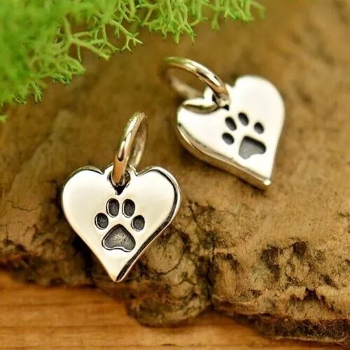 Sterling Silver Tiny Dog Paw Charm Cat Pawprint Pendant Gift for Daughter  1627