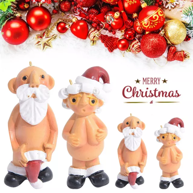 2X Naked Santa Naughty Christmas Funny Hanging Tree Decor Xmas Ornaments SET UK