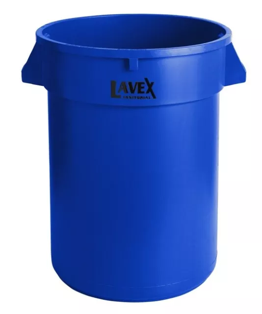 Heavy-Duty Lavex Janitorial 32 Gallon Blue Round Commercial Trash Can - NO LID