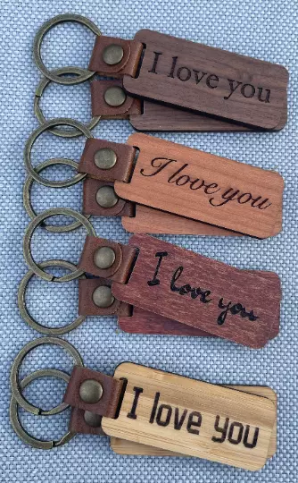 Handmade keyring, keychain Personalised name gift Wooden Laser Engraved