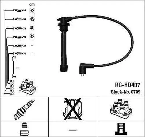 Ngk RC-HD407 Zündkabel Satz Ntk Induktiv Widerstand 4 Stromkreis