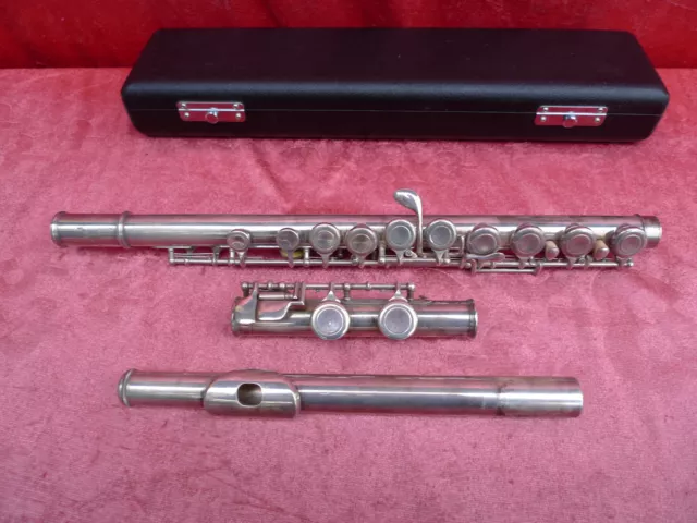 Noble, vecchio Flauto, Aubert S 210, 925 Argento Sterling, 67cm, Con Koffer