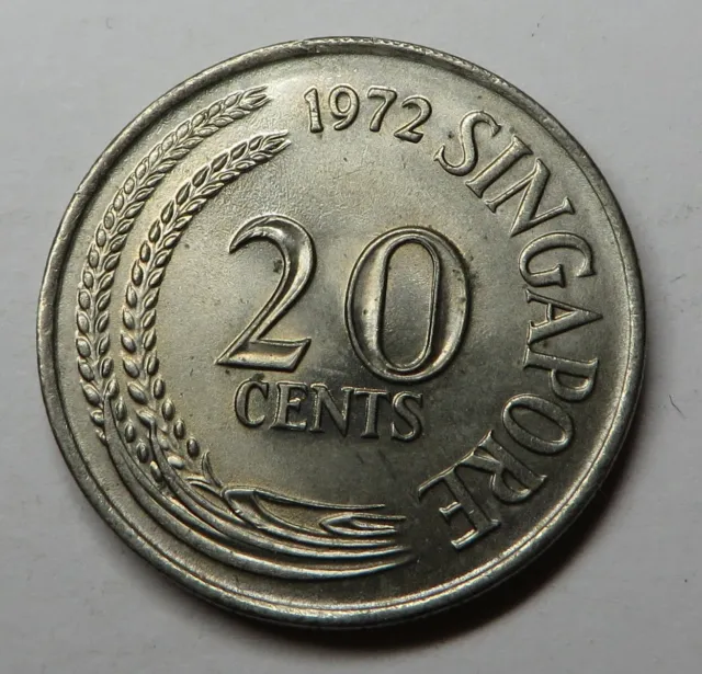 Singapore 20 Cents 1972 Copper-Nickel KM#4 UNC