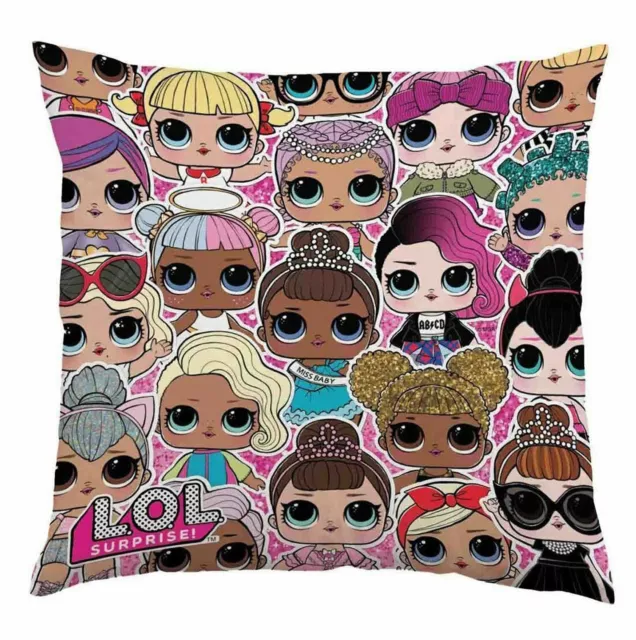 Childrens Lol Print Cushion Kids Novelty Surprise Dolls Friend Bedroom Pillow