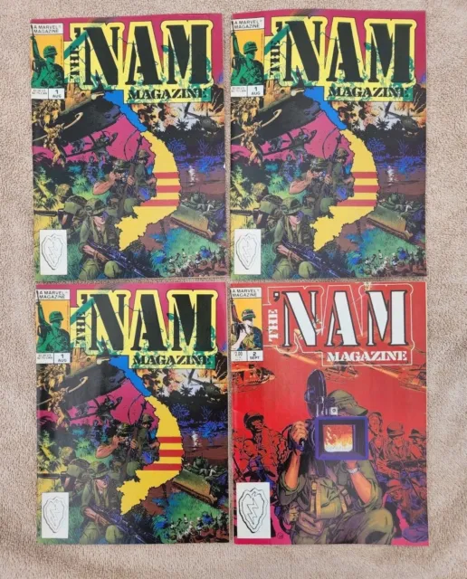 Lot of 3 Vol 1, No 1 Premiere Issue THE NAM MAGAZINE + 1 #2  1988  Marvel Comics