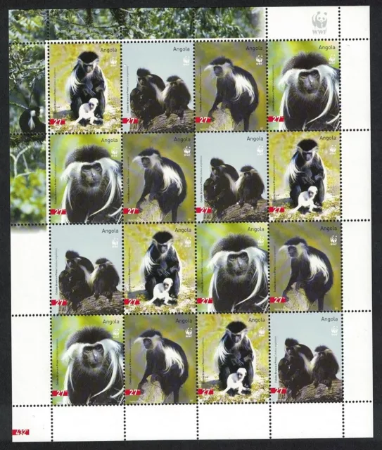 Angola WWF Colobus Monkey Sheetlet of 4 sets 2004 MNH SG#1717-1720