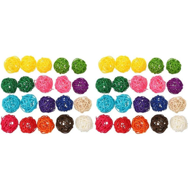 Palline Di Rattan Colorate - 40 Pezzi Per Uccelli, Decorazioni E Artigianato
