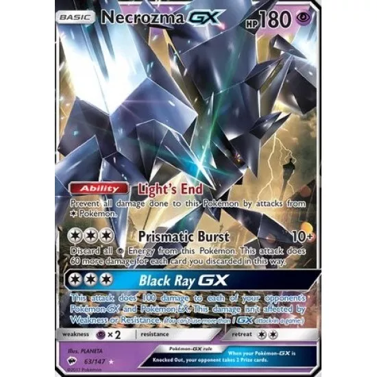 Pokémon Karte Necrozma GX 63/147 NM brennende Schatten ultra selten