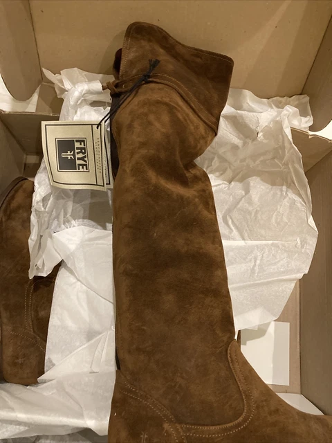 Frye Molly Tassel OTK Tall Boots Partial Inside Zip sz 7.5 M Wood , Suede NEW