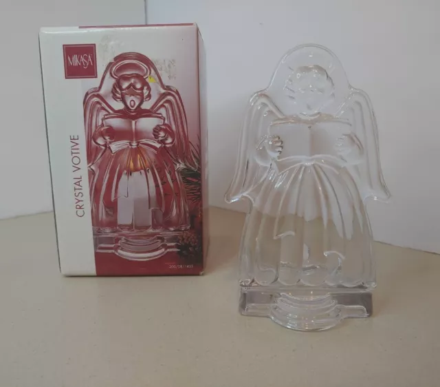 MIKASA 7" Glass Singing Christmas Angels Dream Votive Tea Light Candle Holder
