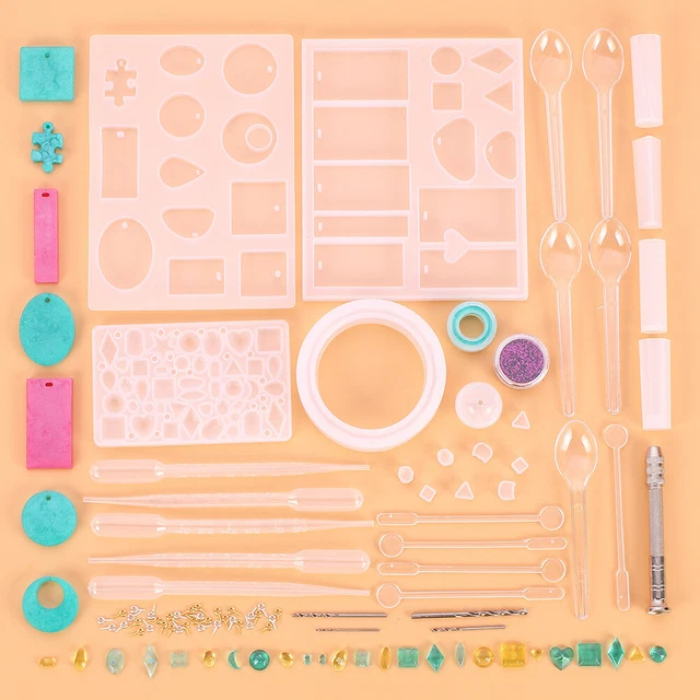 73X Silikon Harz Gießen Form Kit Set Schmuck Anhänger machen Form Epoxy Handwerk