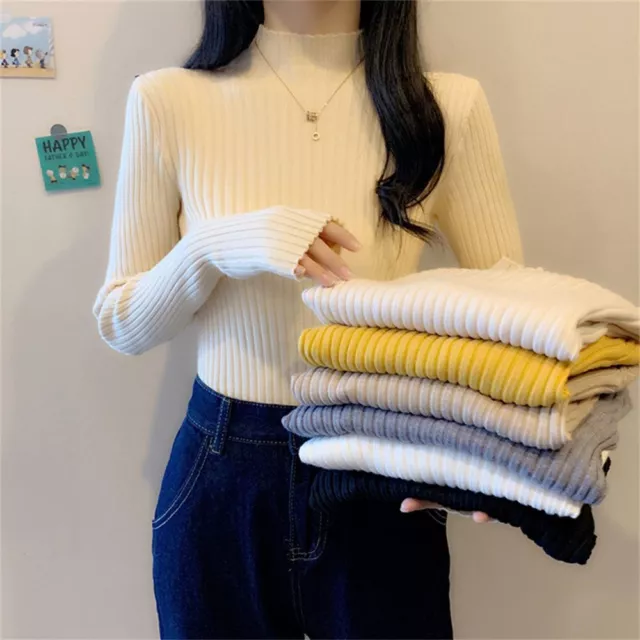 Long-sleeve Women’s Sweater Half Turtlenecks Bottoming Shirt Knitted Pullover