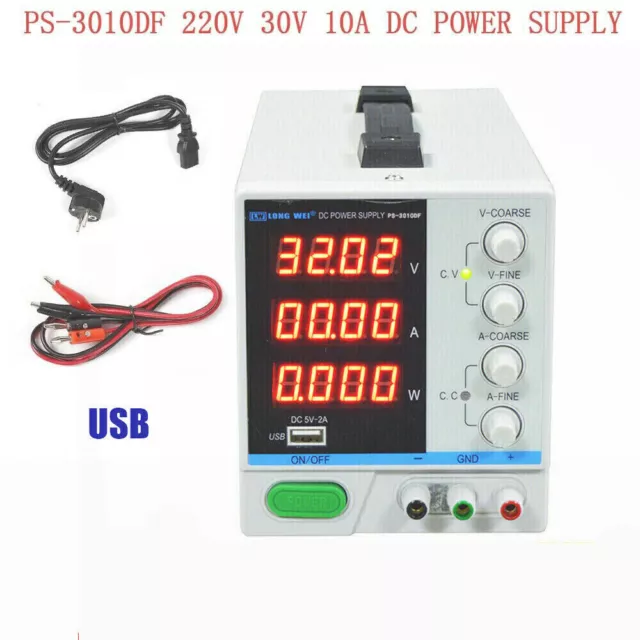 Variable Linear Adjustable Lab DC Bench Power Supply 4-Digit Display 0-30V 0-10A