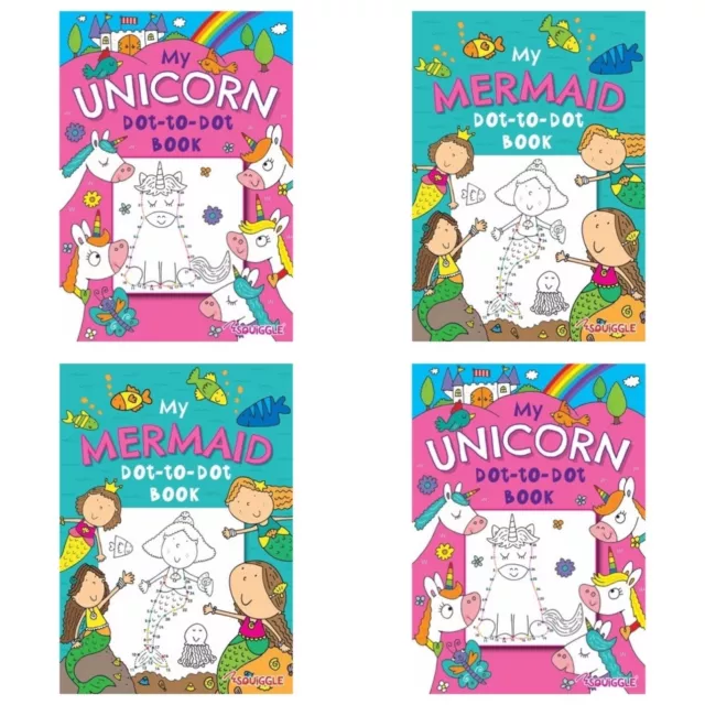 Mermaid Unicorns Kids Dot To Dot Colouring In Books - Kids Children Activity