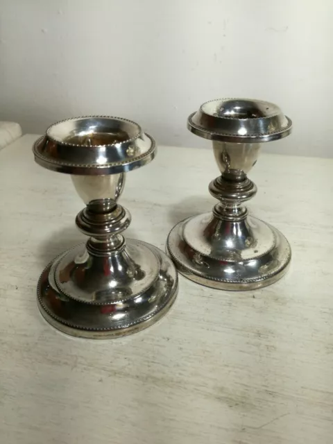 Vintage Matching Pair Ianthe of England Silver Plated Candlestick  Holders .