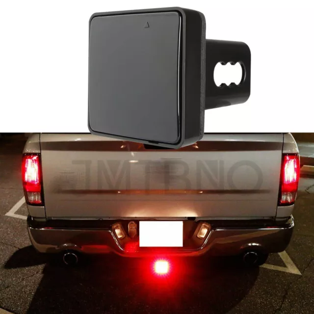 Smoked Lens 15-LED Brake Light Trailer Hitch Cover Fits Towing & Hauling 2" Size