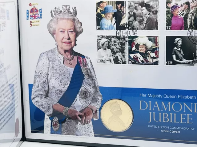 2012 RM Queen Elizabeth II Diamond Jubilee Gold Plated Silver Proof Coin Cover