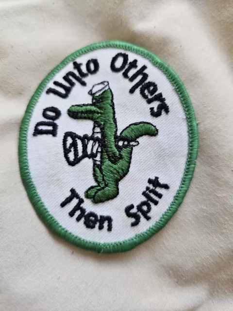 Vintage Retro Boho Hippie Embroidered Sew-on Patch Do Unto Others Then Split