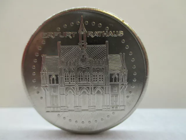 Hettstedt-Medaille Erfurt Rathaus, DDR-Wappen nicht gefüllt, magnetisch Tadelos