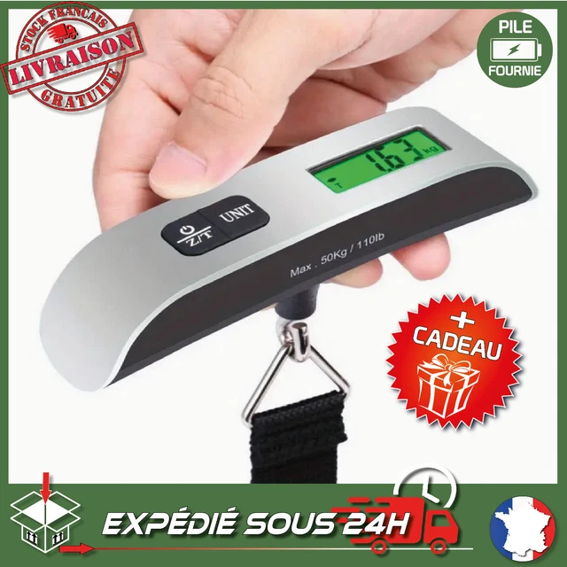 Pèse-bagages LCD 50kg + Pile + Masque De Sommeil – Balance Voyage Numérique