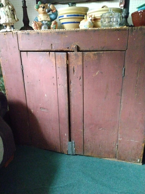 Vtg Primitive Wood Wall Cabinet