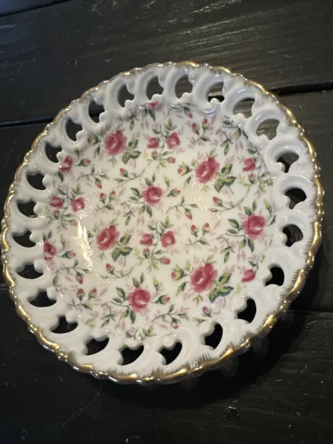 Vintage Lefton China Rose Chintz Top Plate Only, NE 650R, Japan