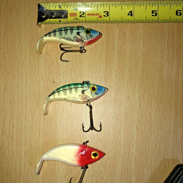 SUPER RARE RED HEAD + GREEN SHAD LOT 3 Vintage Manns Pogo Shad