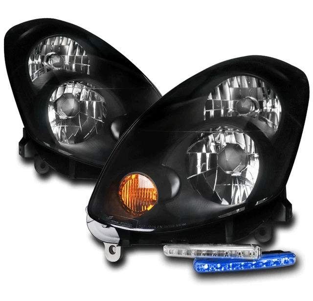 For 2005 2006 G35 Sedan (Hid Model) Replacement Black Headlight W/Blue Led Drl