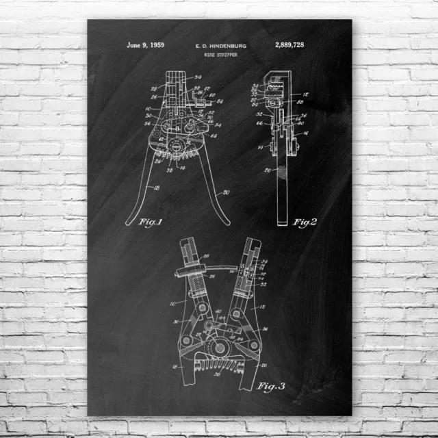 Wire Stripper Patent Poster Print 12 SIZES Contractor Gift Construction Worker