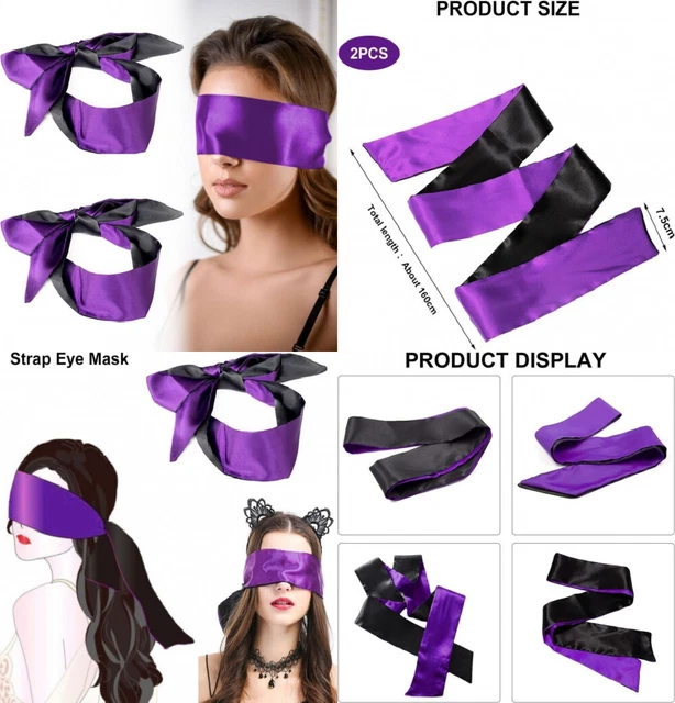 Maschera per Occhi in Raso,Benda Sexy,Benda Dormire,Occhi Nero Viola