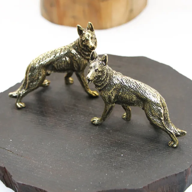 1 Pair Brass Dog Figurine Statue Animal Figurines Toys House Office Decoration