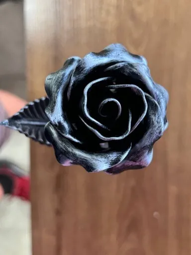 Eternal Wrought Iron Rose - Hand forged  12" 3