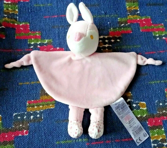 Ap/ Doudou Plat Grelot Tom & Kiddy Faon Biche Blanc Rose Fleur Etat Neuf