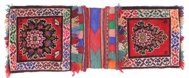 Khorjin Carpet Saddle Bag Kameltasche Nomads 30x90 Hand Knotted Runner Red