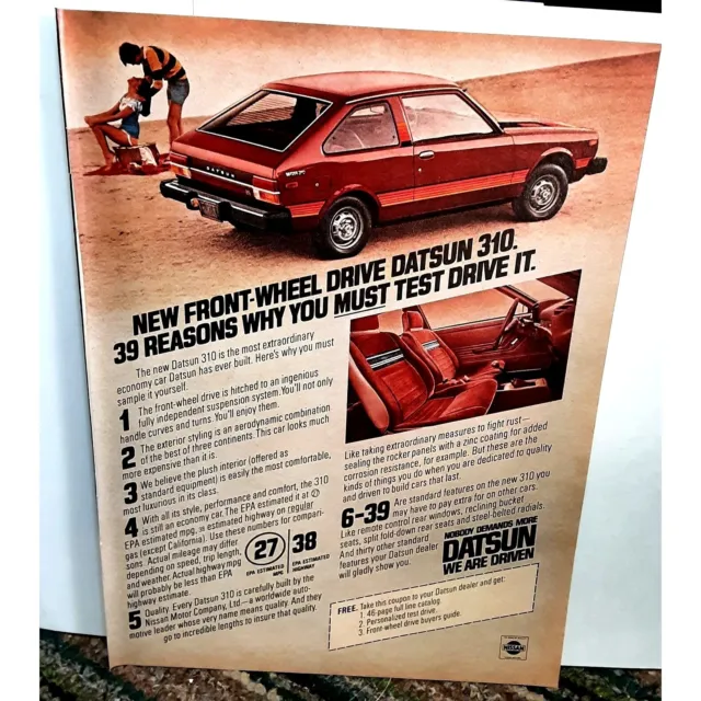 1979 Datsun 310 We Are Driven Car Vintage Print Ad 70s Original