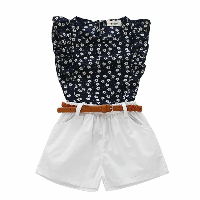 2PCS Toddler Kids Baby Girls Clothes T-shirt Tops+Shorts Skirts Outfits Set
