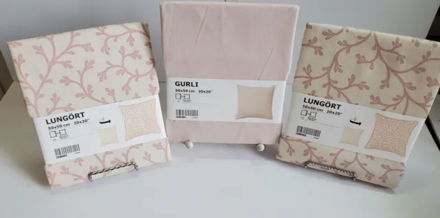 3 pink IKEA 20 x 20 Throw Pillow Covers NEW 100%Cotton  Lungort / Gurli 