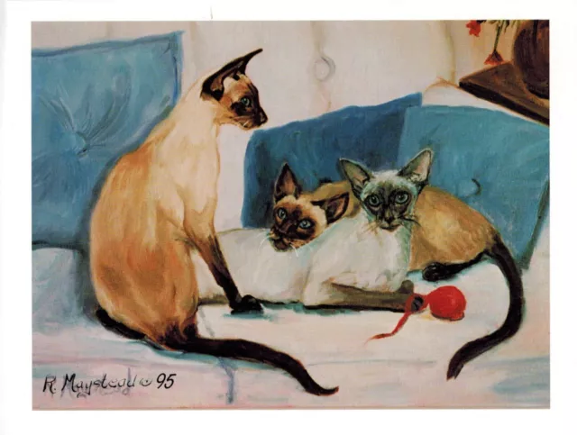 New Siamese Cat - 3 Cats - Notecard Set - 6 Blank Note Cards By Ruth Maystead