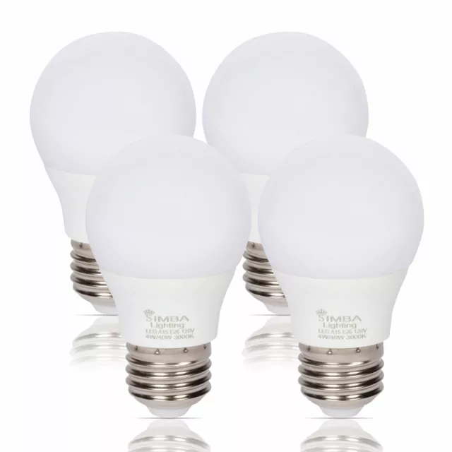 [4 Pack] LED A15 Refrigerator 4W 120V 40W Equivalent Bulbs E26 3000K Soft White