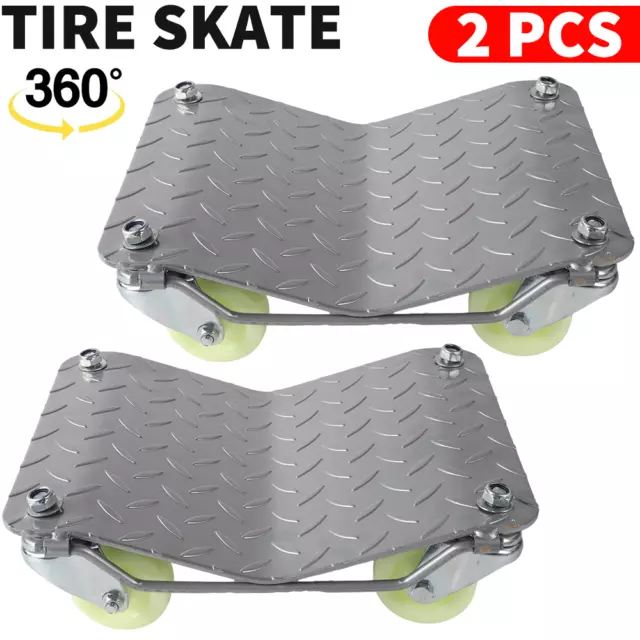 2 PCS Car Dolly Wheel Tire Dolly Heavy Duty Skate Auto Repair Dolly 3000LB UK