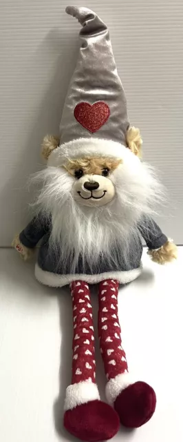 Build a Bear BAB Holiday Christmas Silver Shimmer Bear Gnome Plush Decor