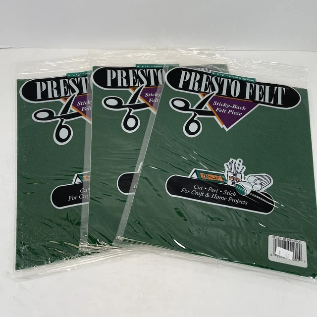 NUEVO Presto Fieltro Pegajoso Espalda Fieltro Verde 9x12 Lote 3 Artesanía de Navidad