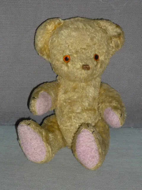 Vintage Ancienne peluche ours rose Grelot 28 cm NOUNOURS chez vous des  demain