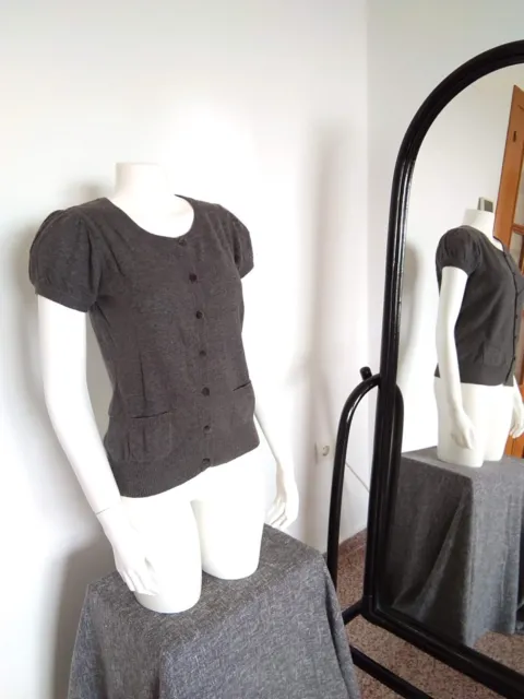 BLEND SHE Jeanswear Warm Cardigan Angora Mix Sweater Buttons Pockets Gray M 